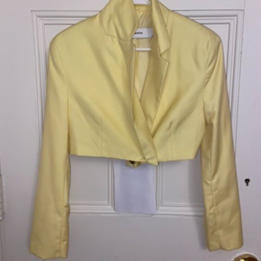 Yellow Cropped Women's Blazer Jacket